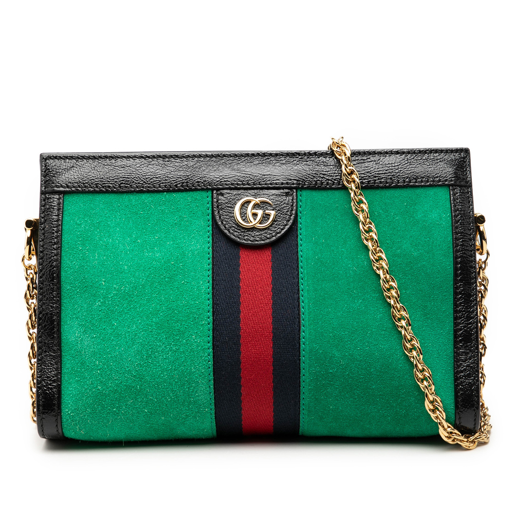 Pre-Loved Gucci Small Suede Web Ophidia Chain Crossbody - Picture 1 of 7